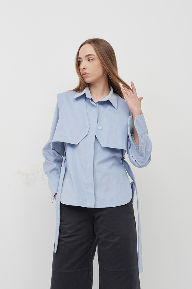 Сорочка з камізелькою вельвет блакить (Р 141/3)